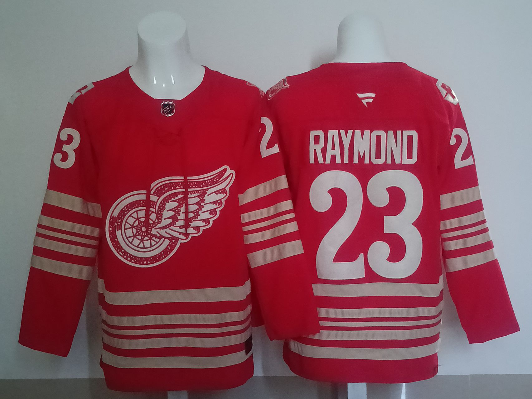 Men 2026 Detroit Red Wings #23 Raymond Red 100th NHL Jersey style 02